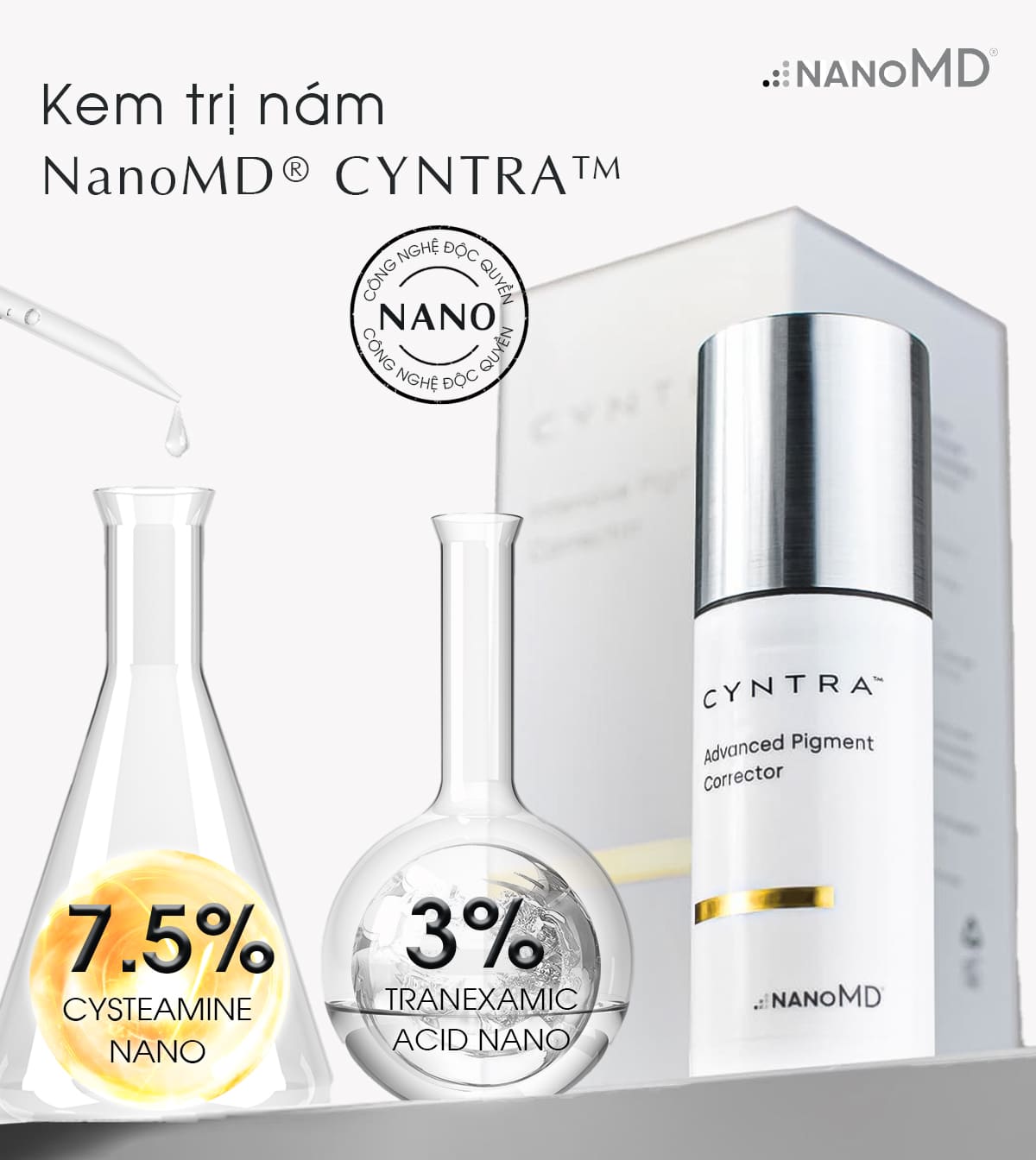 Kem dưỡng trắng da, hỗ trợ giảm nám NanoMD Cyntra Advance Pigment Corrector