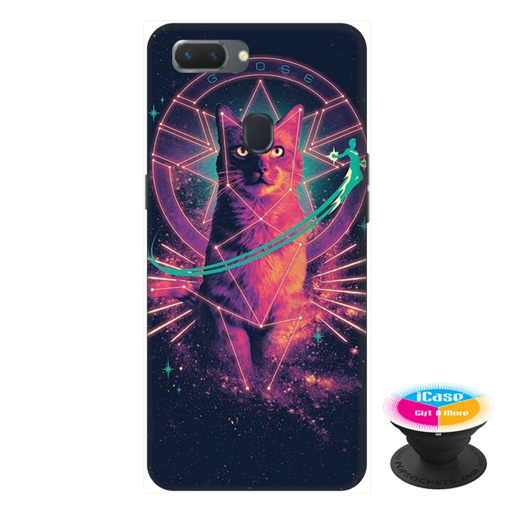 Ốp lưng điện thoại Oppo A5S hình Mèo Phép Thuật tặng kèm giá đỡ điện thoại iCase xinh xắn - Hàng chính hãng