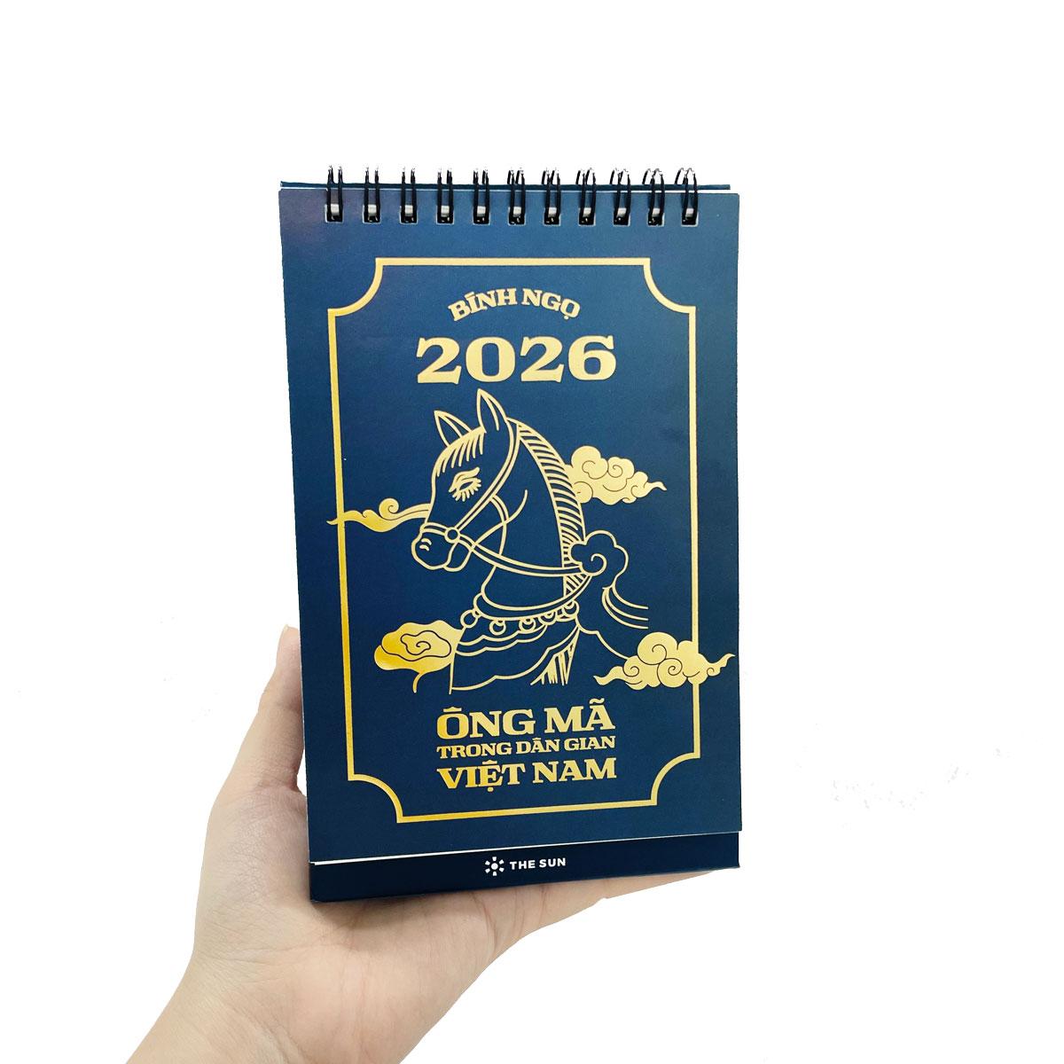 Lịch Bàn Chữ A 2026 - The Sun - Ông Mã - Màu Xanh