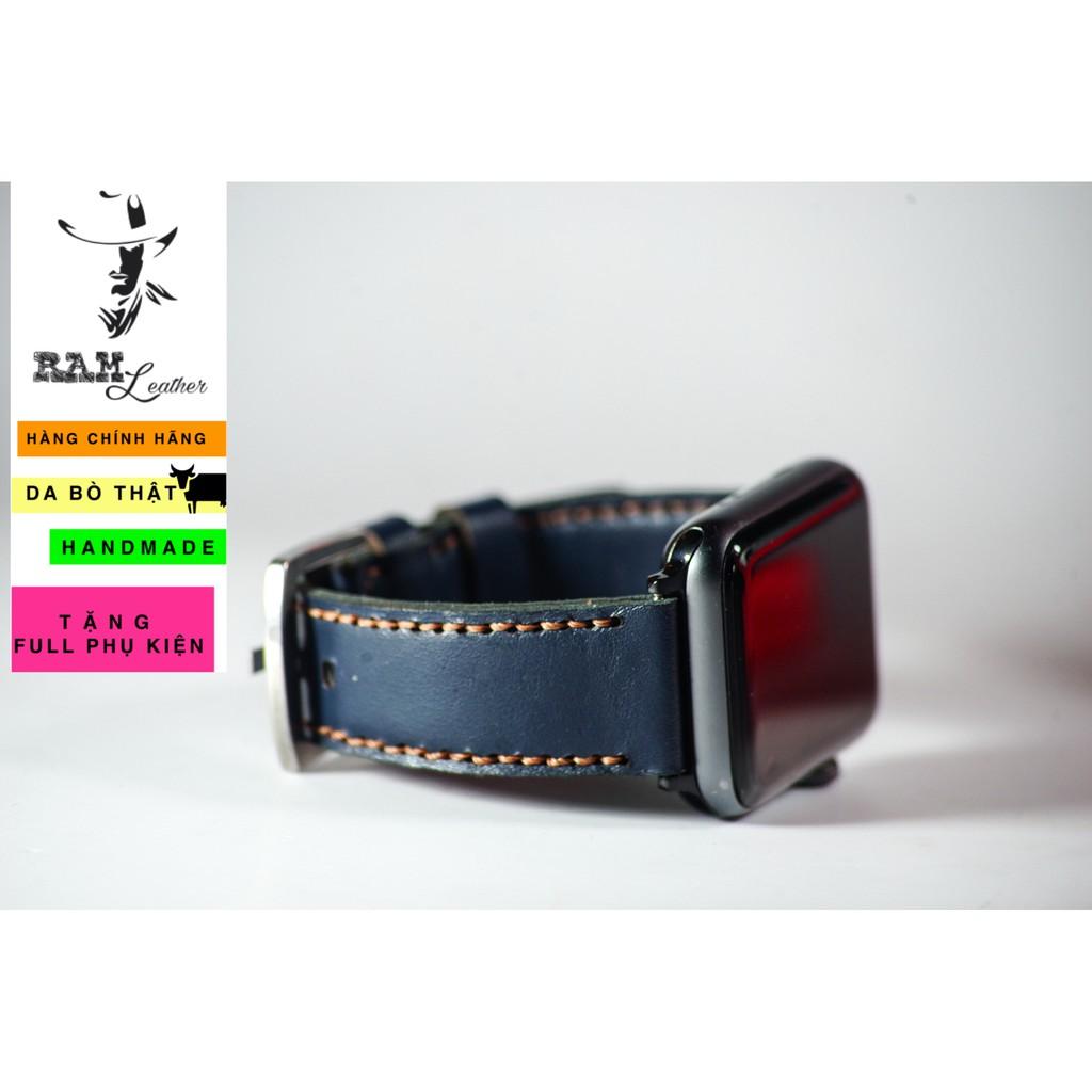 Dây đồng hồ RAM Leather cho apple watch da dê xanh navy - RAM classic 1993 (tặng khóa, chốt, cây thay dây)