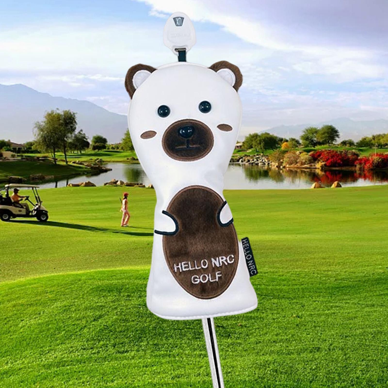 Golf Club Head Cover PU Leather Brown Bear Waterproof Driver Hybrid Fairway Cover