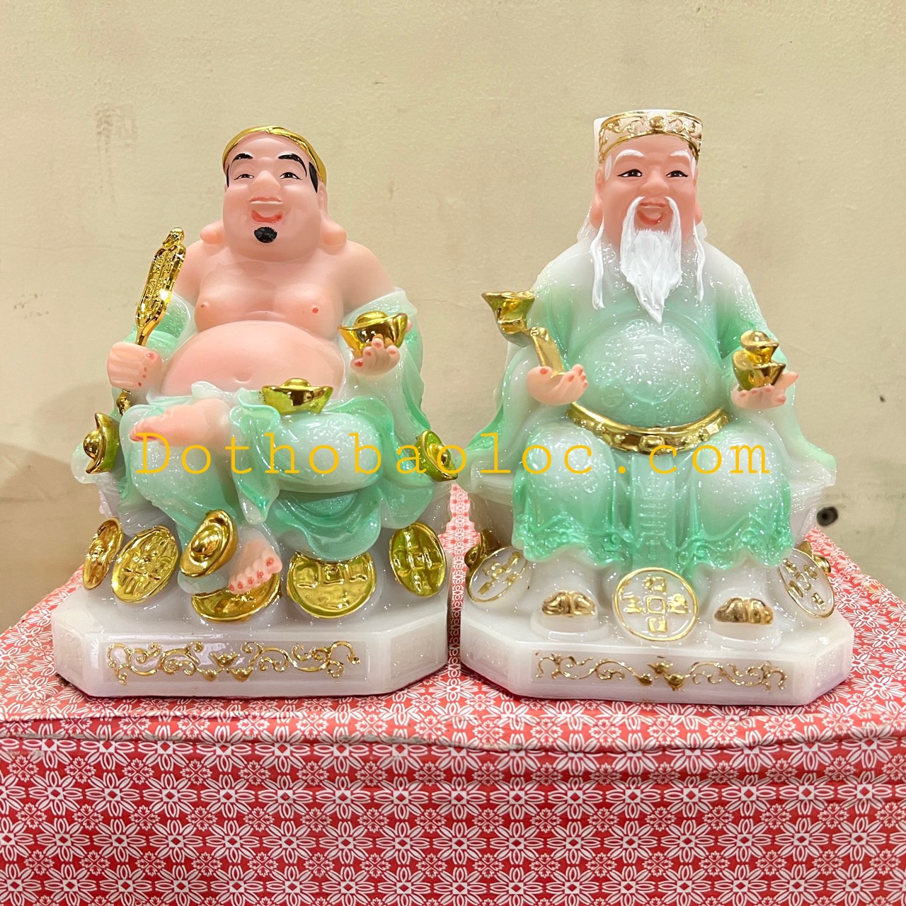 Tượng Thần Tài Thổ Địa đá nhập khẩu cao cấp cao 19cm – Xanh