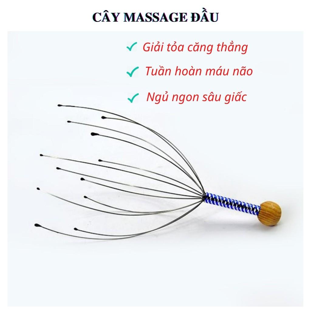 Cây massage đầu, dụng cụ massage đầu hình bạch tuộc 12 nhánh