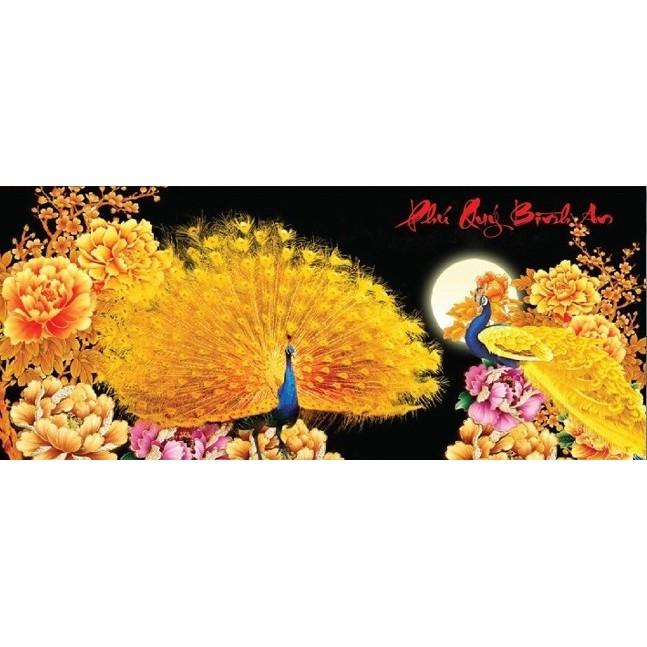 Tranh thêu công vàng phú quý bình an LV3101 - kích thước: 89 * 43cm.