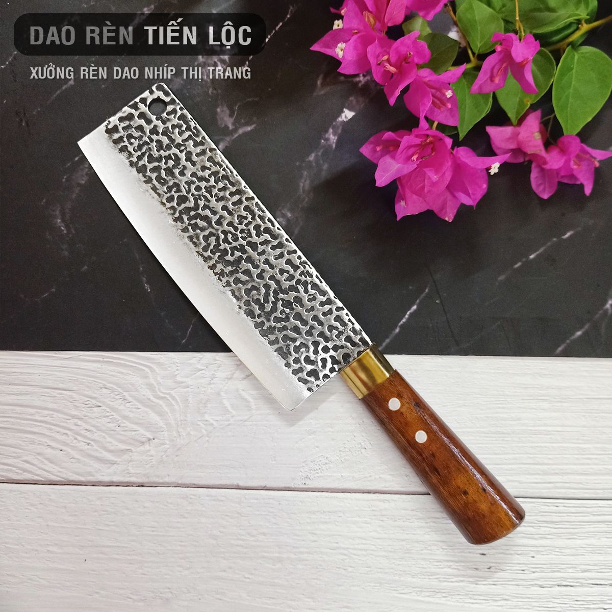 Bộ Dao Nhà Bếp Thép Nhíp Cao Cấp - 5 Dao Chặt Cây, Chặt Xương, Thái Lọc Thịt - Cán Gỗ Cẩm