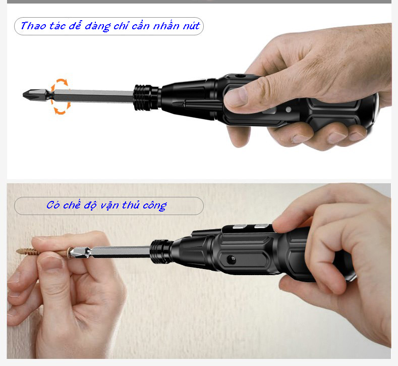 Tua vít điện sạc pin Kalei 3.6V/900mAh với 2 chế độ hoạt động, động cơ dây đồng, bánh răng kim loại dụng cụ vặn vít tự động tiện lợi