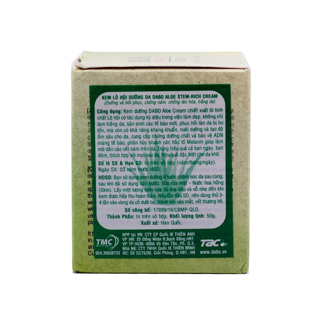 KEM DƯỠNG TRẮNG DA CHỐNG LÃO HÓA HÀN QUỐC CAO CẤP  DABO ALOE STEM-RICH CREAM (50G) – HÀNG CHÍNH HÃNG