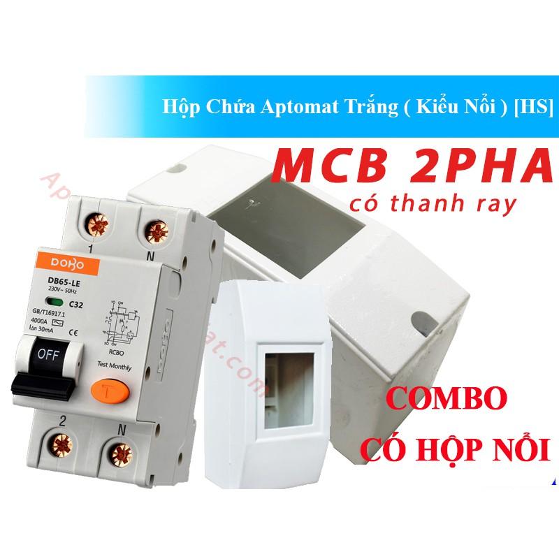 Hộp nổi Cầu dao chống giật - Aptomat 2P ( 2 TÉP)  (có thanh ray gài)  hàng tốt