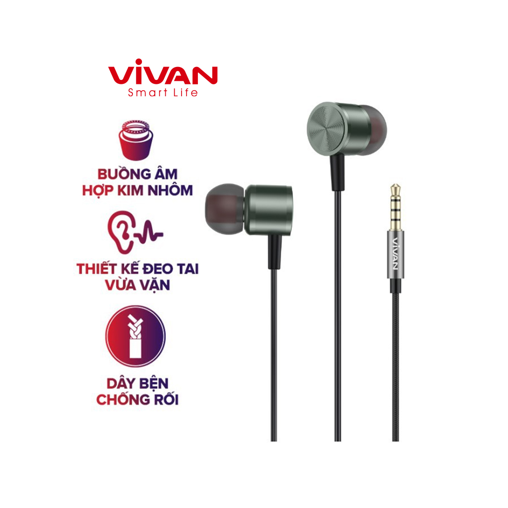 Tai Nghe Có Dây Nhét Tai VIVAN Q11S 3.5mm Âm Thanh HD Bọc Dù Siêu Bền Tích Hợp Micro Đàm Thoại - HÀNG CHÍNH HÃNG