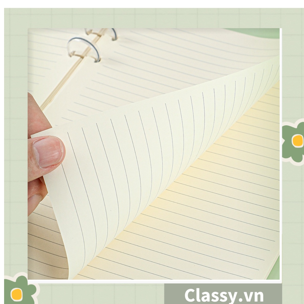 Sổ tay bìa mềm sổ lò xo có thể thay thế lõi, họa tiết vịt Gaga màu xanh, 100 trang kích thước A6 PK1797