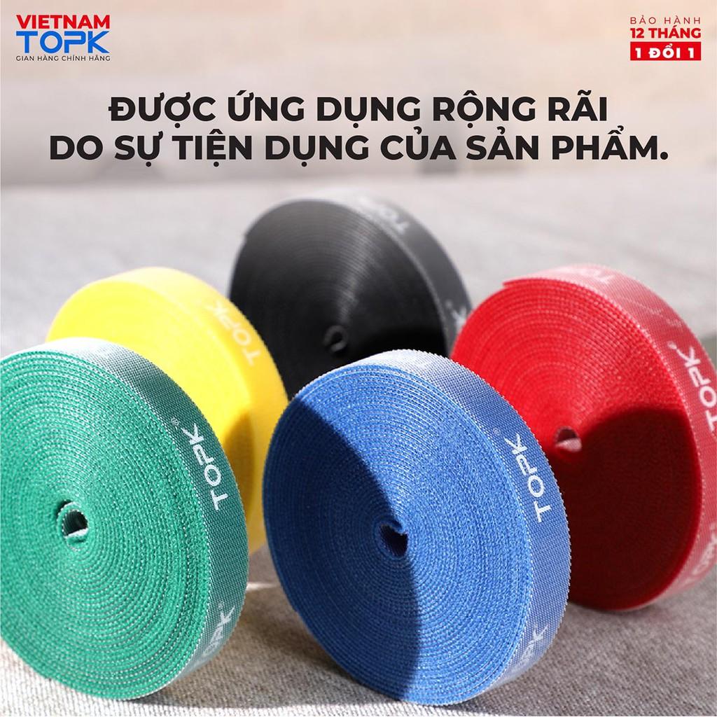 Cuộn dây quấn velcro TOPK J01 cố định cáp chống rối tiện lợi - Hàng chính hãng