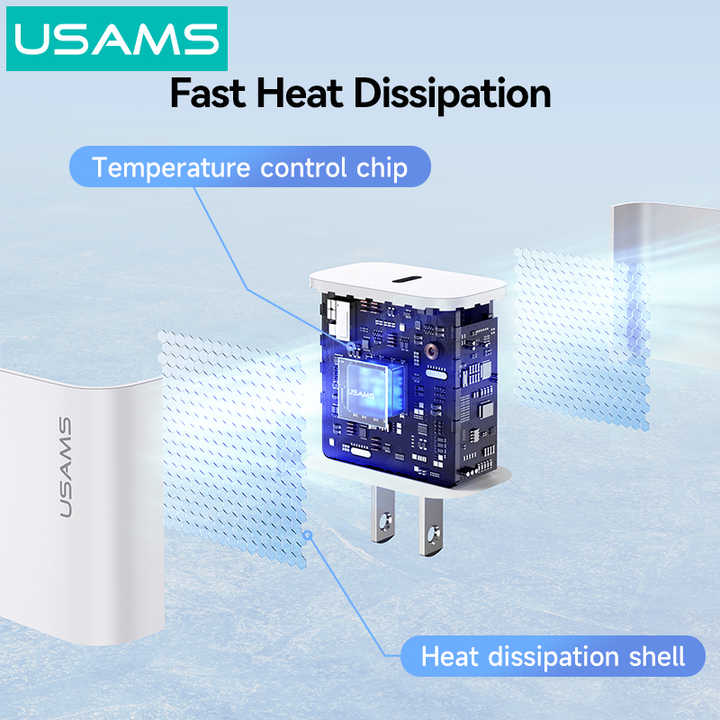 Củ Sạc Nhanh USAMS CC228 20W Kèm Cáp SJ712 30W C to Lning dài 1m dùng cho ip/14/13/12/11... Hàng chính hãng