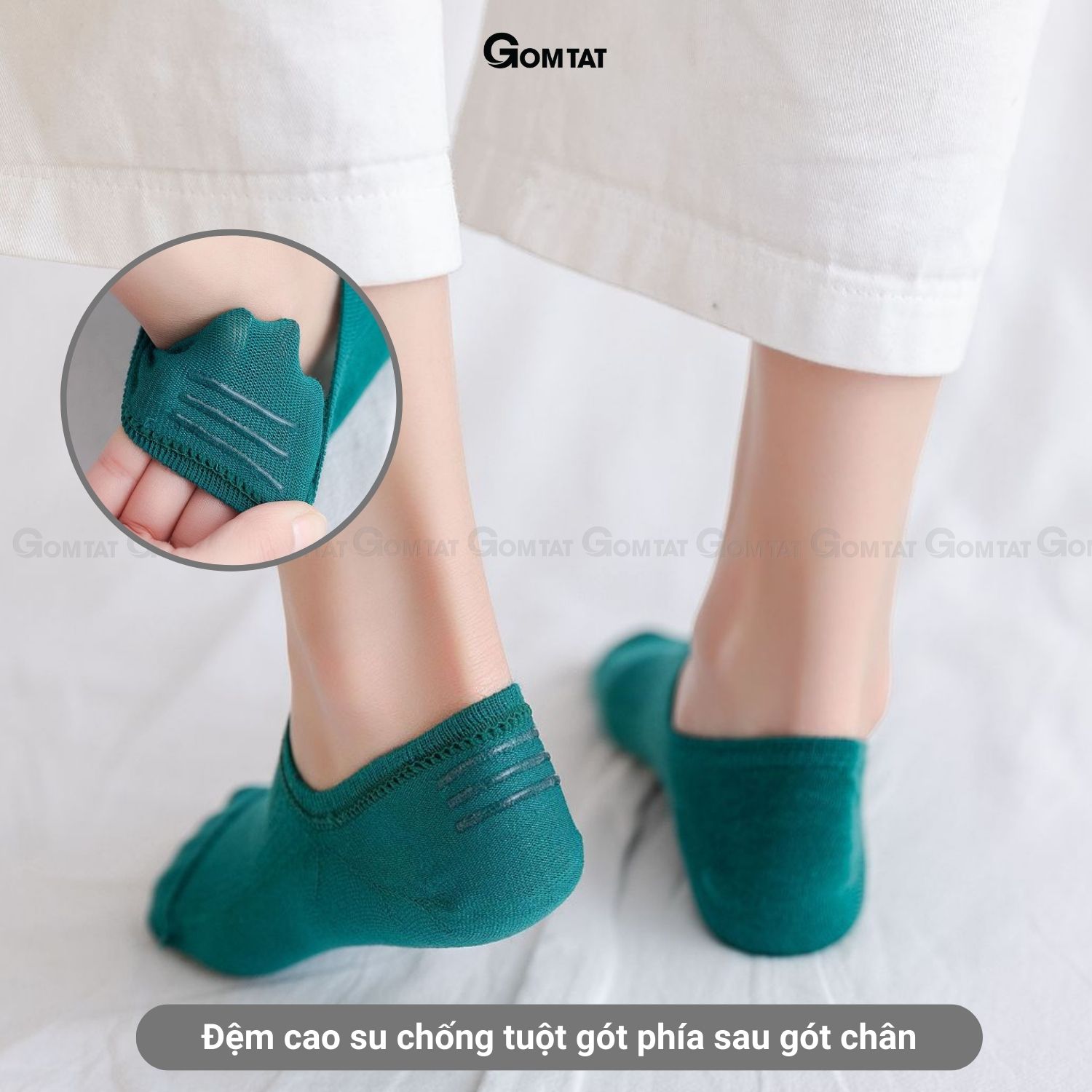 Set 10 đôi tất vớ nữ cổ ngắn GOMTAT cao cấp có đệm cao su chống tuột gót, chất liệu cotton thoáng mát - NUCN-CC-03