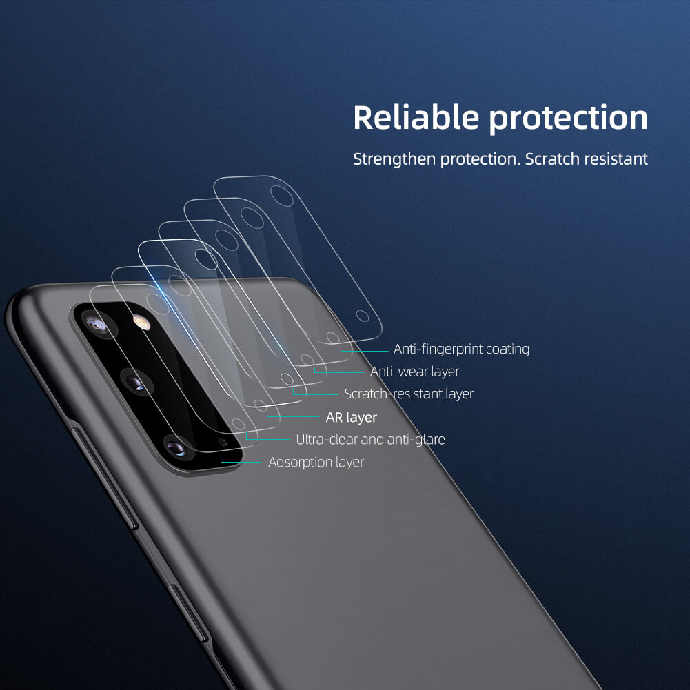 Bộ 2 Miếng dán kính cường lực camera Samsung Galaxy S20 mỏng 0.22mm hiệu Nillkin InvisiFilm độ cứng 9H chống vân tay không ảnh hưởng chất lượng ảnh chụp - Hàng nhập khẩu