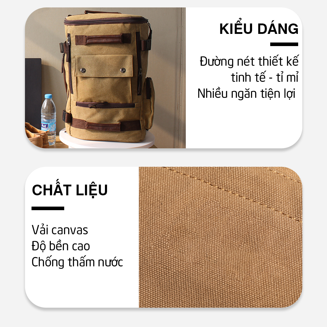 Balo Nam Nữ MENDO -balo vải bố đa năng leo núi du lịch- B8049