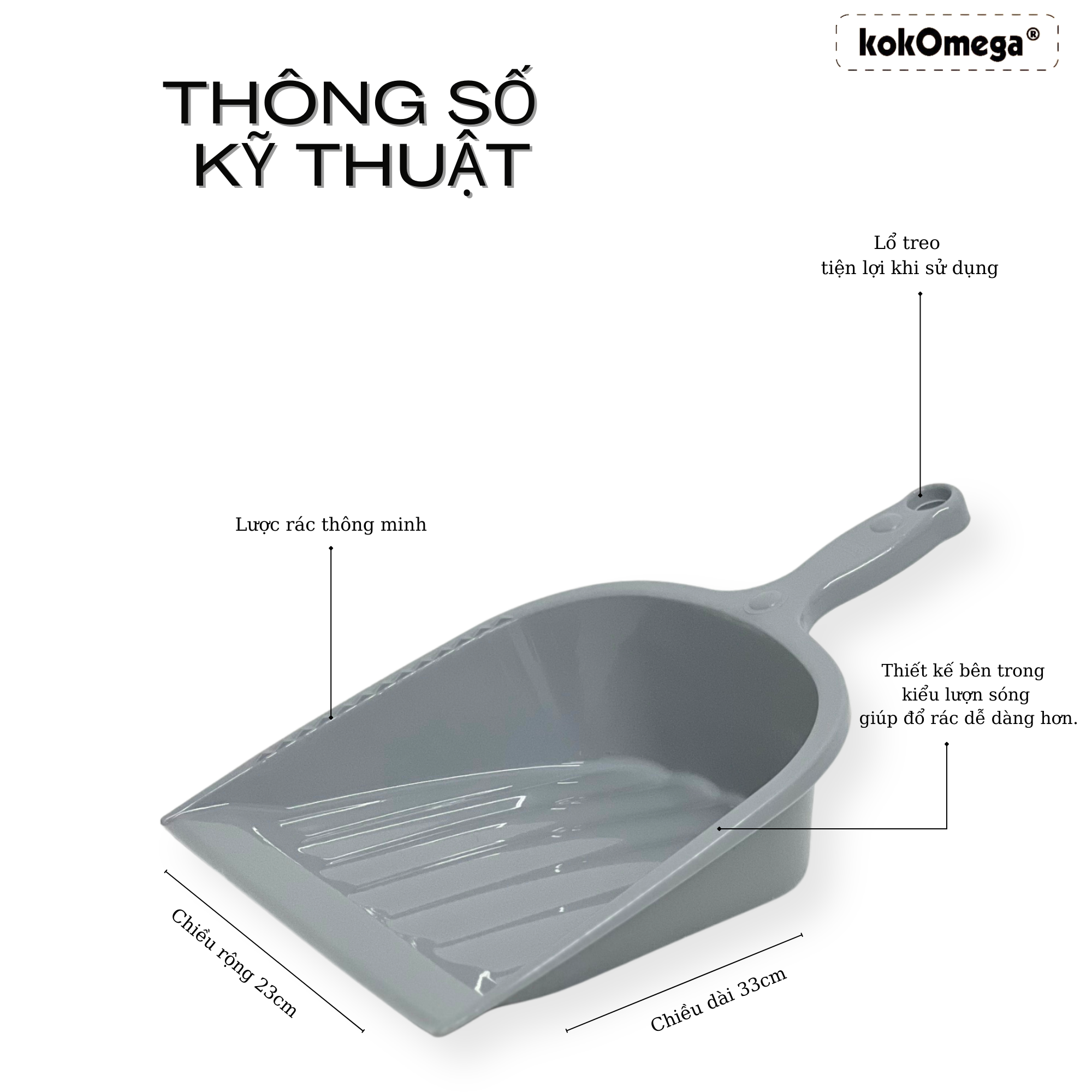 Bộ Ky Rác, Dụng Cụ Hốt Rác Cầm Tay, Ky Rác Nhỏ Gọn Tiện Lợi, kokOmega Hàn Quốc ( AJ-0900)