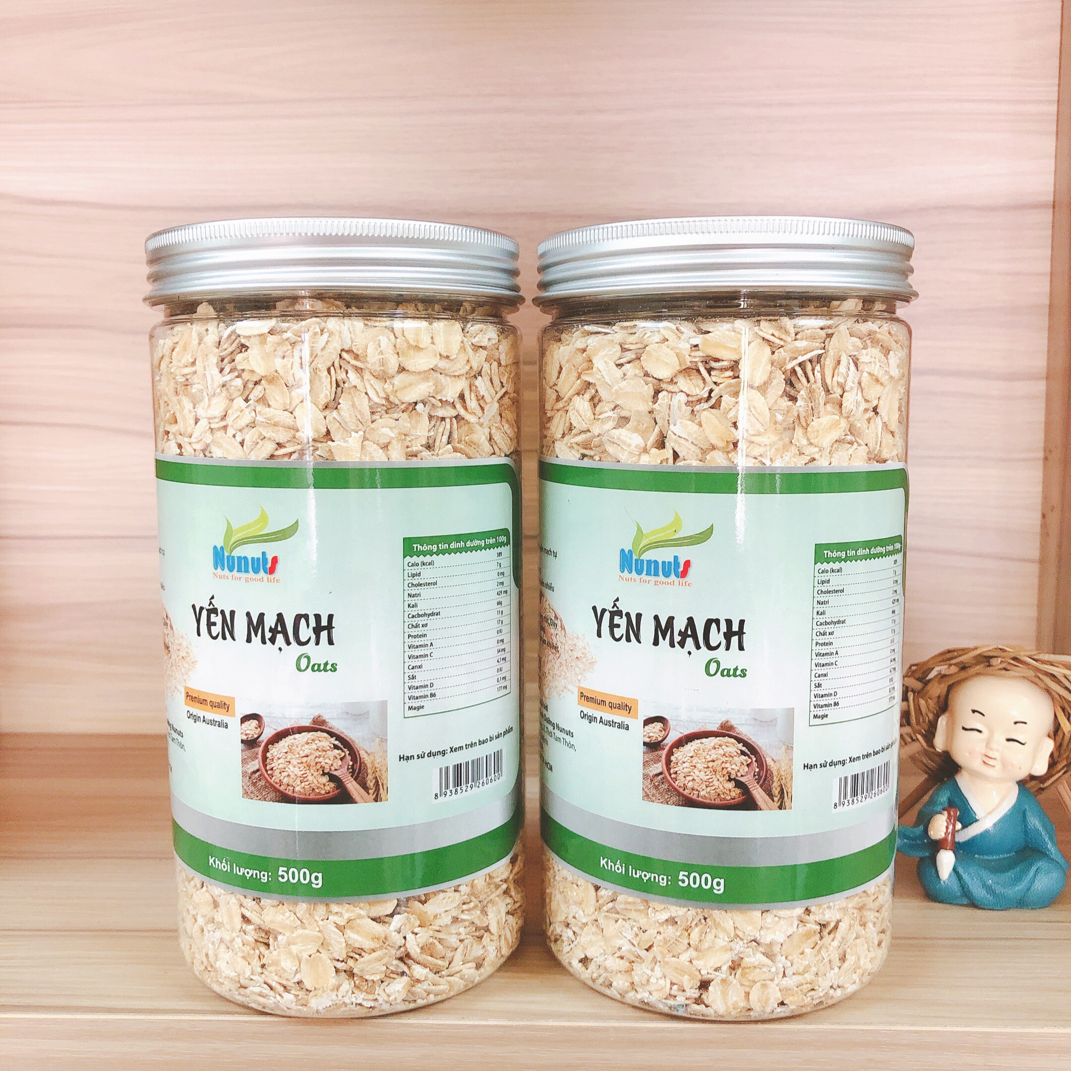 1kg yến mạch nguyên cám,hữu cơ, cán bể Nunuts (2 hũ 500g) nấu cháo bé ăn dặm hoặc ăn giảm cân cực kì tốt