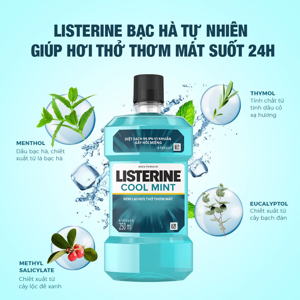 Bộ 2 Nước Súc Miệng Hương Bạc Hà Listerine Cool Mint (250ml)