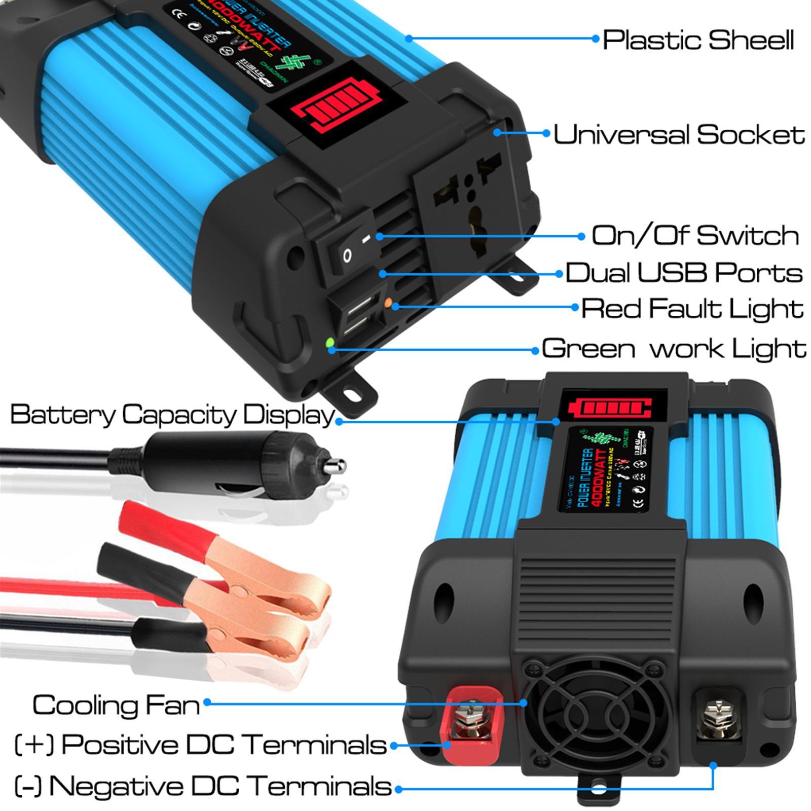 Car Power Inverter Car Plug Inverter Adapter with Cigarette Lighter Fit for Car Truck