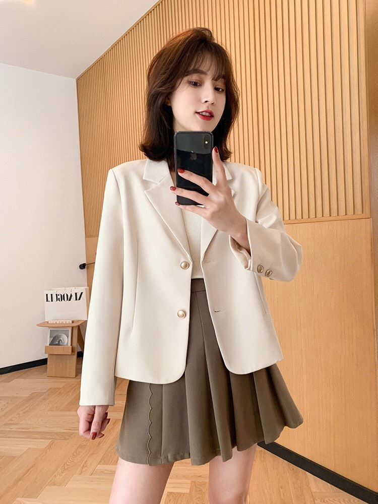 Áo blazer nữ dáng ngắn 2 lớp cao cấp Áo khoác vest công sở hàn quốc mùa thu đông thiết kế dáng croptop mặc đi làm đi chơi dạo phố