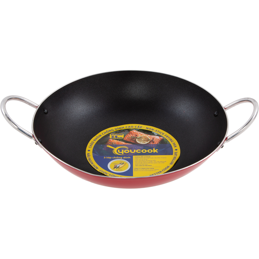 Chảo Xào 2 Quai Chống Dính You Cook 34cm - Giao màu ngẫu nhiên