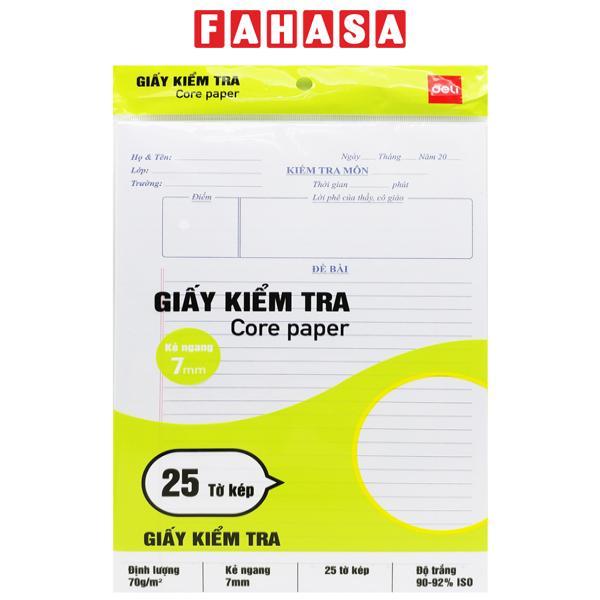 Giấy Kiểm Tra - Kẻ Ngang 7mm - 175 x 250 mm - 70gsm - Deli CN602 (25 Tờ Kép)