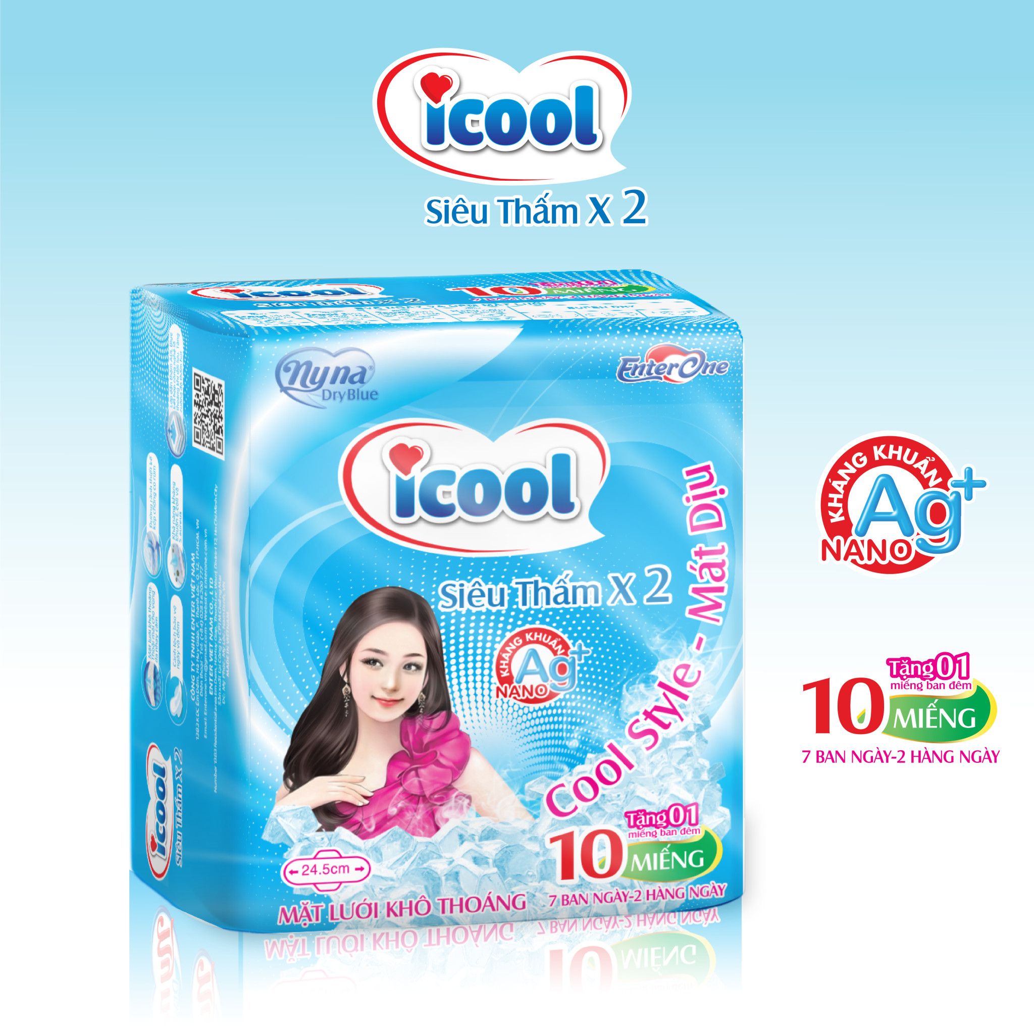 Băng vệ sinh icool Siêu Thấm Xanh 10 miếng