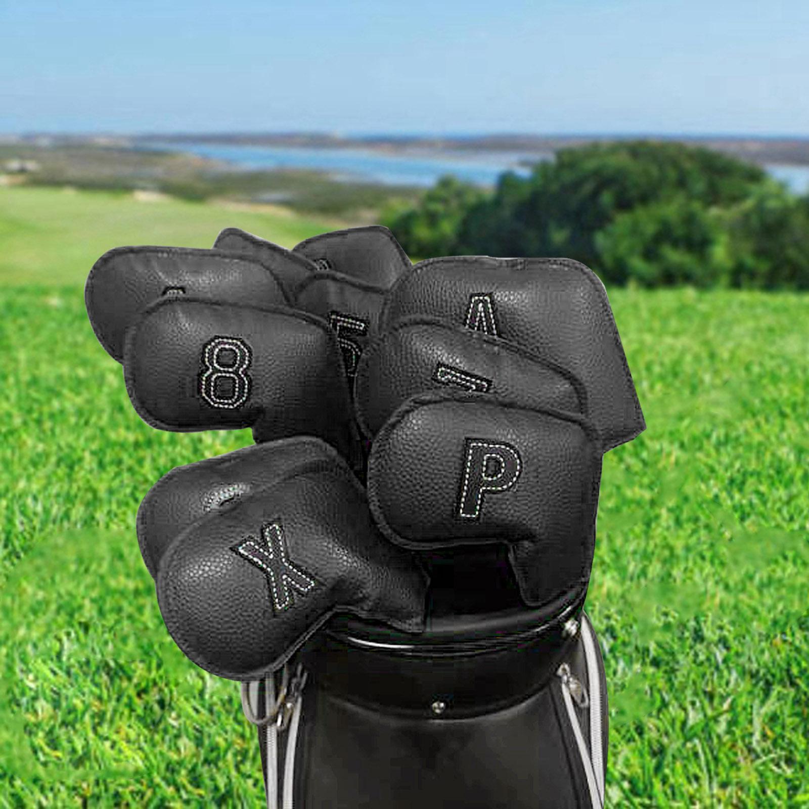 10Pack Golf Iron Headcover, 4-9,P,S,A,x Club Head Cover for All Black