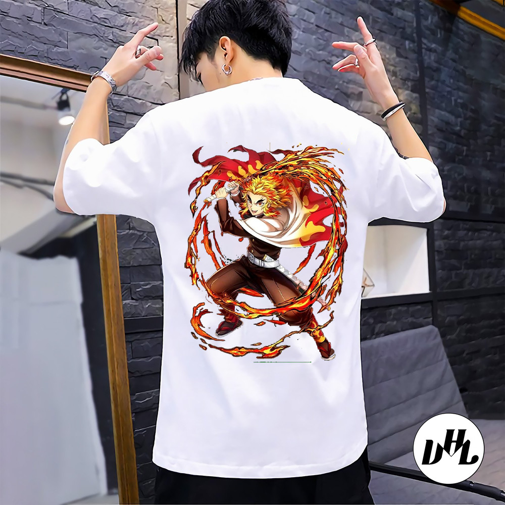 Áo thun trắng Anime, Manga Bleach lửa, Unisex Nam Nữ có Size áo từ 25-95kg 