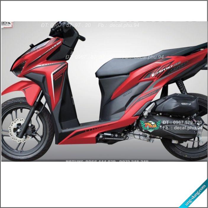 Tem Rời Vario Chỉ đen dán xe đỏ nhám