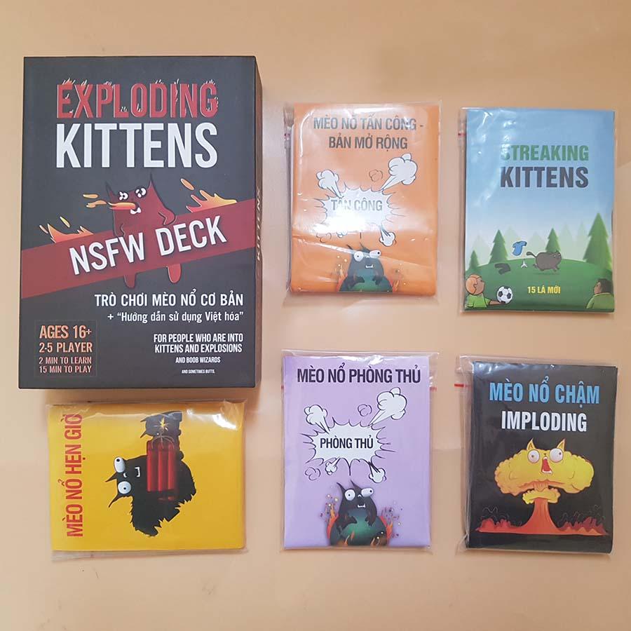 Set Mèo Nổ Kinh Điển: Combo Mèo Nổ Exploding Kittens Đen + 05 Bản Mở Rộng