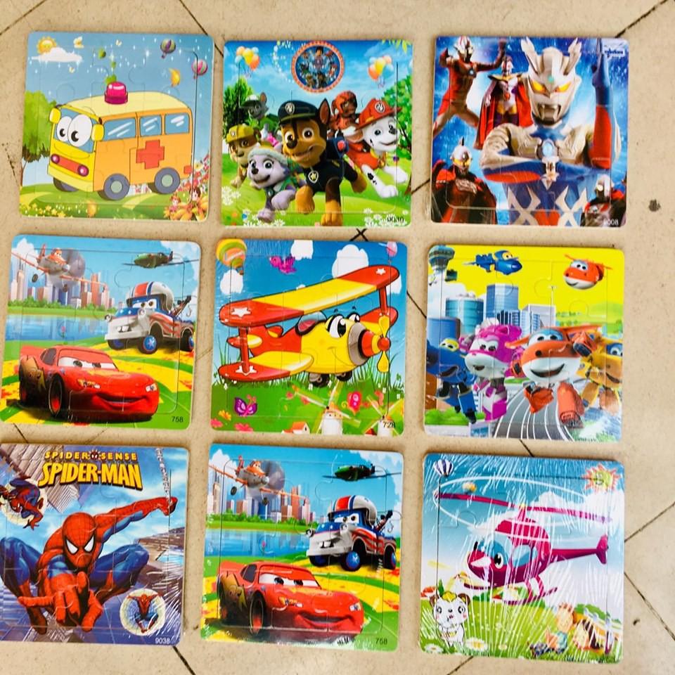 COMBO 10 TRANH XẾP HÌNH GỖ PUZZLE 9 MIẾNG CHO BÉ TỪ 2-6 TUỔI( có nền nhận biết)