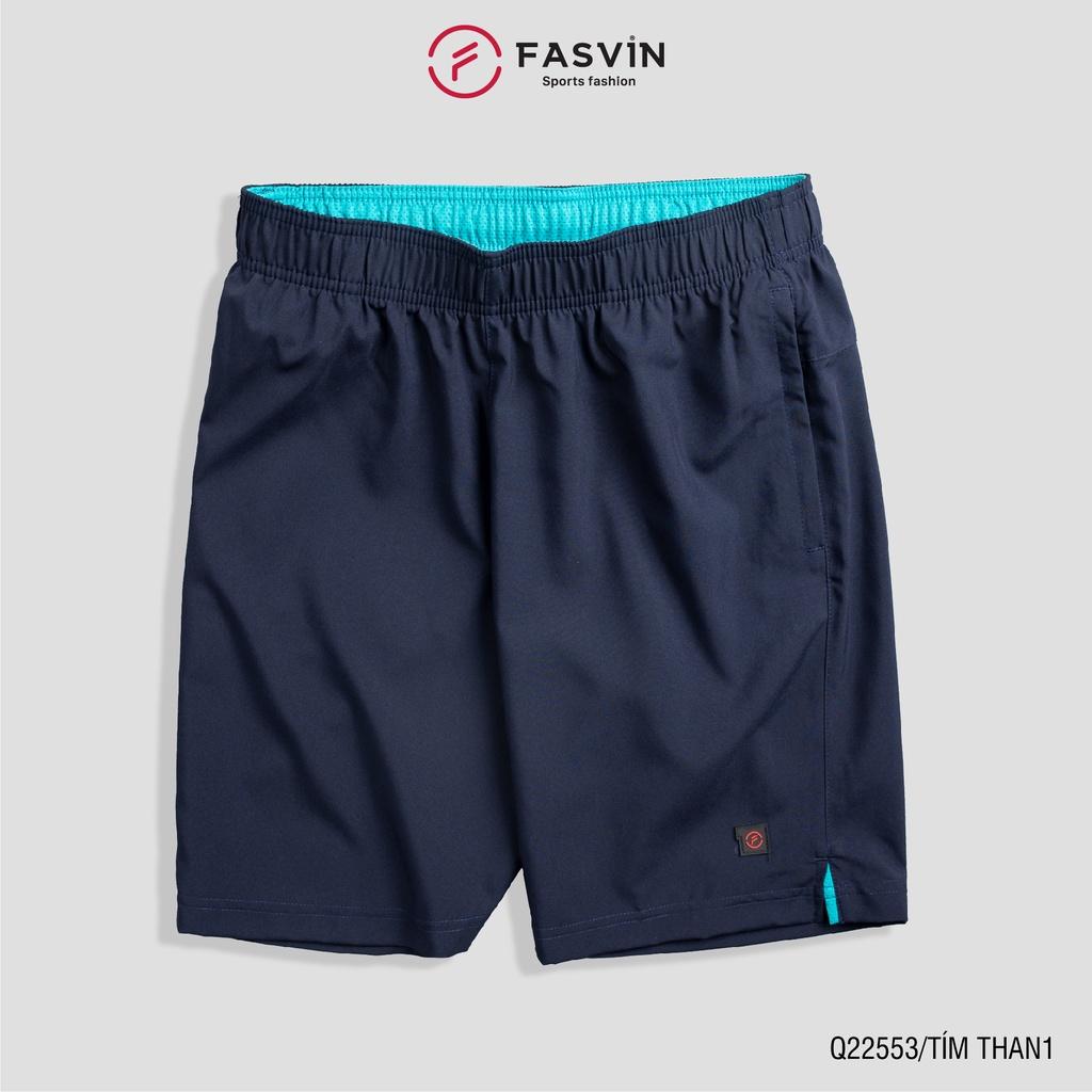 Quần Đùi Nam FASVIN Vải Gió Đẹp Hàng Nhà Máy Chất Lượng Cao Thể Thao Hay Mặc Nhà Q22553.HN - Tím than 1,Size 3 56 - 64kg