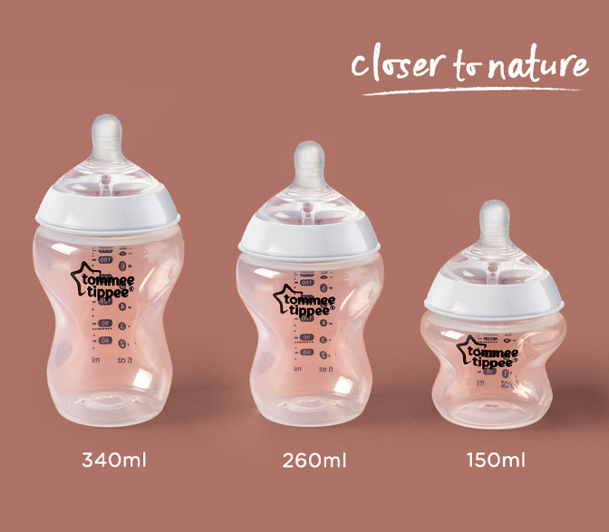 Bình sữa ty siêu mềm tự nhiên Tommee Tippee Closer to Nature 260ml, núm ty đi kèm 3-6 tháng – Tím