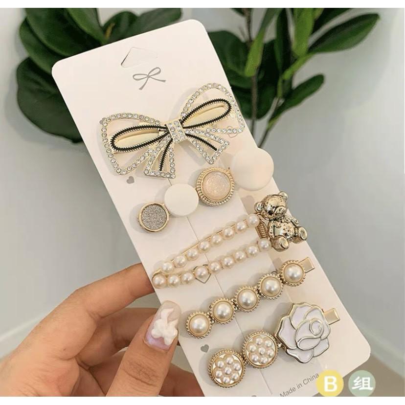 Set 5 kẹp tócKẹp mái đính ngọc cao cấp