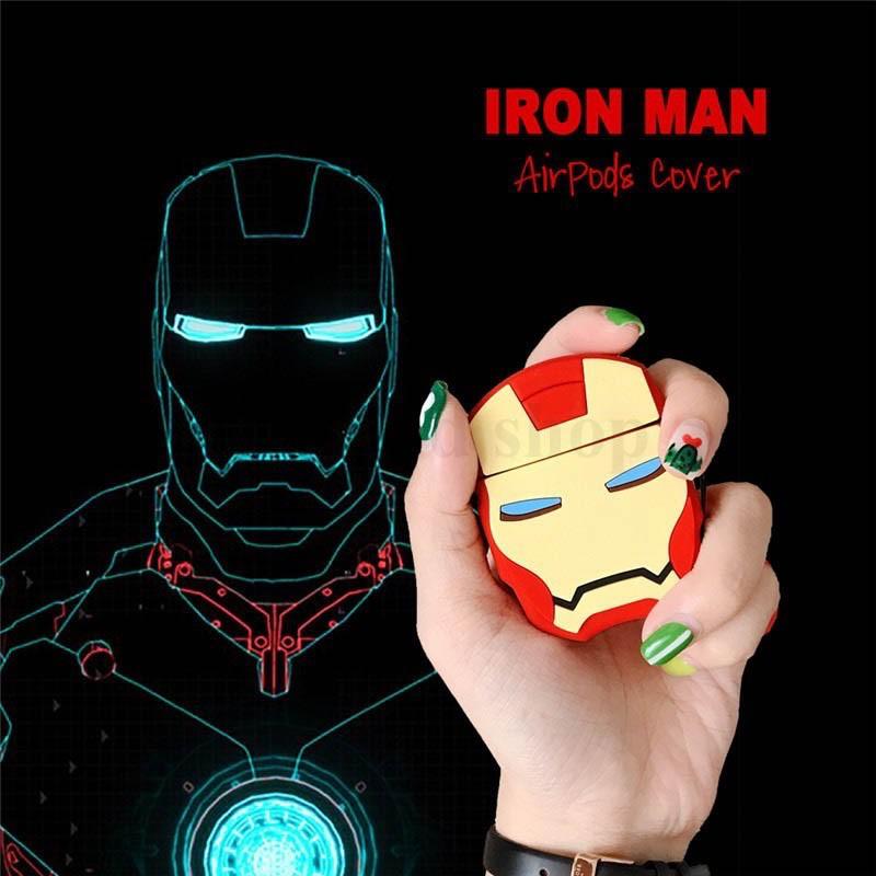 Bao Case Ốp dành cho airpod 1 và 2, tai nghe bluetooth i11,i12, i9s... Iron Man silicon cao cấp