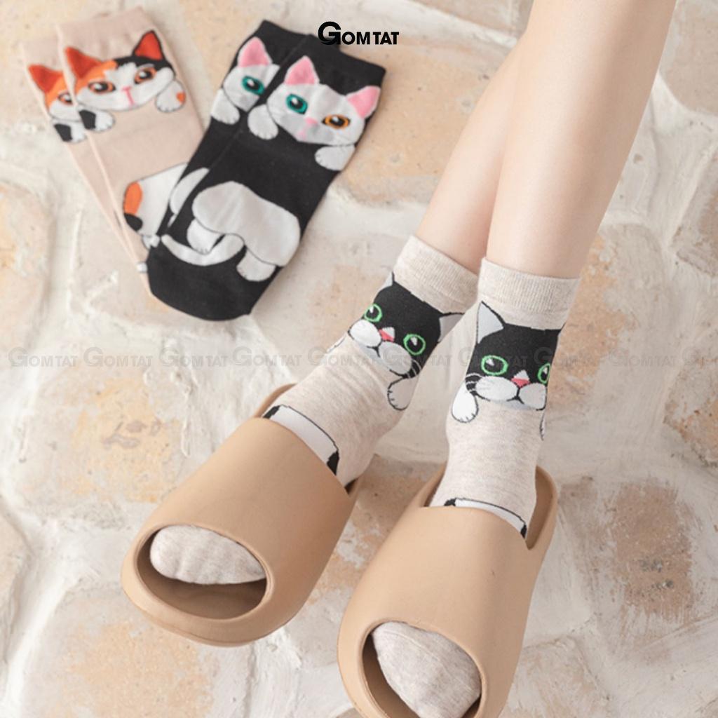 Tất nữ cổ cao hình mèo cute phong cách Hàn Quốc, chất liệu cotton mềm mại - CAOMEO-UYE-7006-1DOI