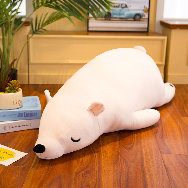 Gấu Bông Gấu Bắc Cực Ice Bear Nằm Dễ Thương Mềm Mịn Mẫu Mới (35cm---&gt;65cm) Gối Ôm Gấu Bắc Cực Nằm Hàng Cao Cấp Vải Miniso 4 Chiều Co Giãn Êm Ái
