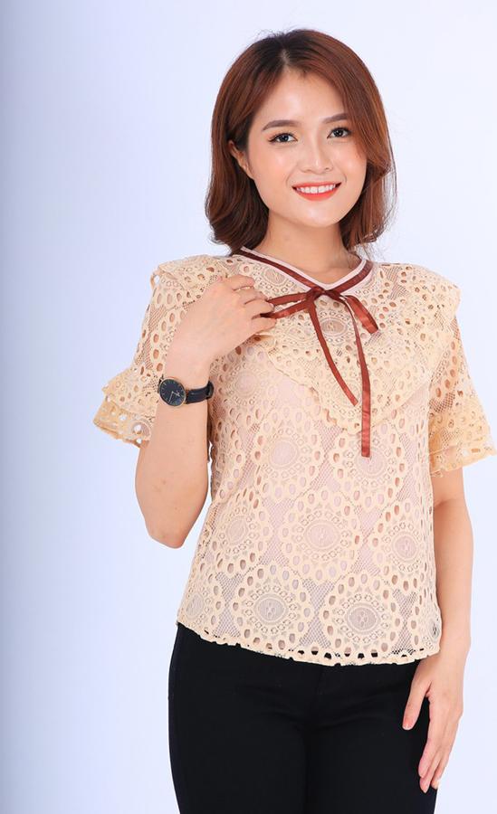 Áo Nữ Voan Họa Tiết Hoa BY1083KEM - Kem
