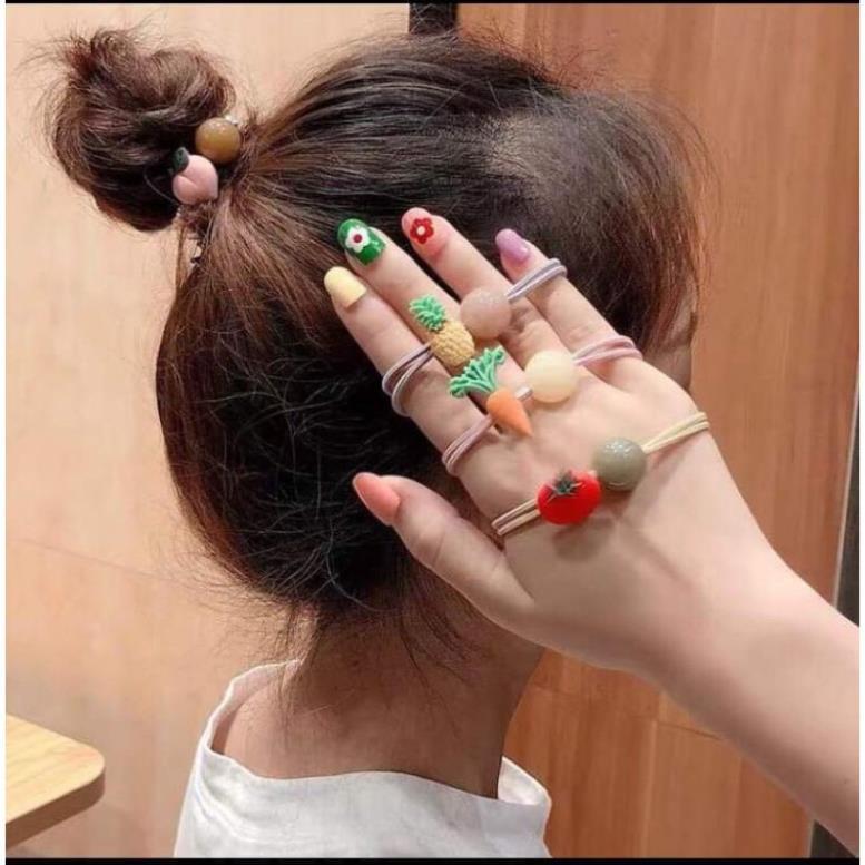 Chun buộc tóc, thun buộc tóc, dây buộc tóc ngọc, dây buộc tóc phong cách Hàn Quốc