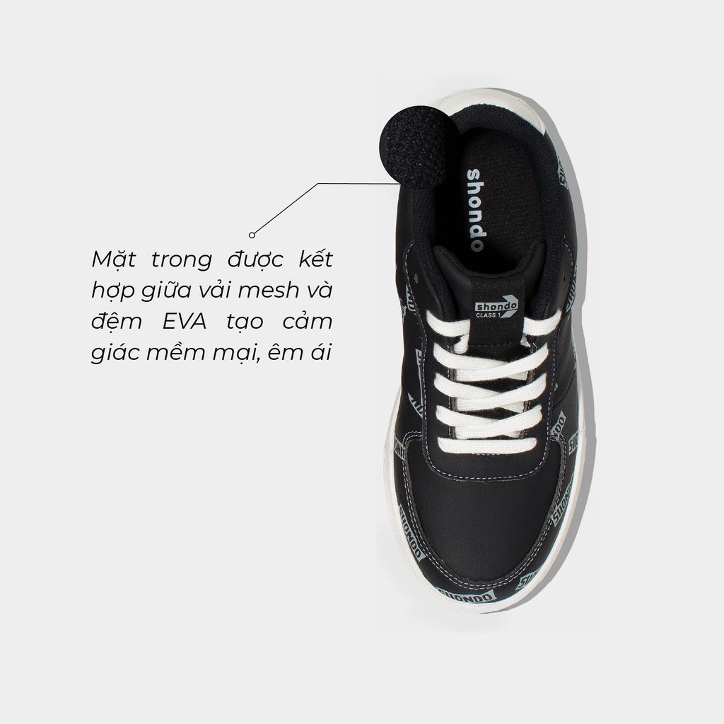 Giày Sneaker Nam Nữ Shondo Sneaker Class 1 Monogram Đen SND0110