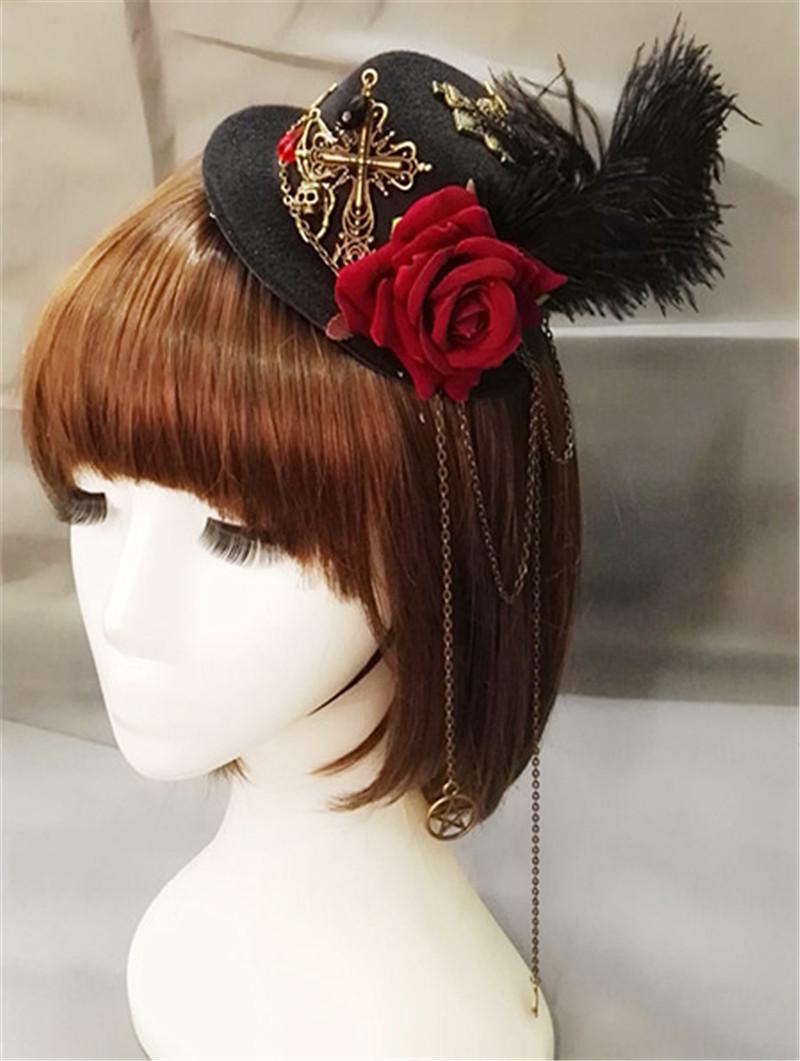 Bé Gái Vintage Phong Cách Khoa Học Viễn Tưởng Nón Fedora Lolita Ít Nón Mini Mũ Tóc Hoa Lông Vũ Trang Trí Mũ Nón Mũ Trụ Cosplay
