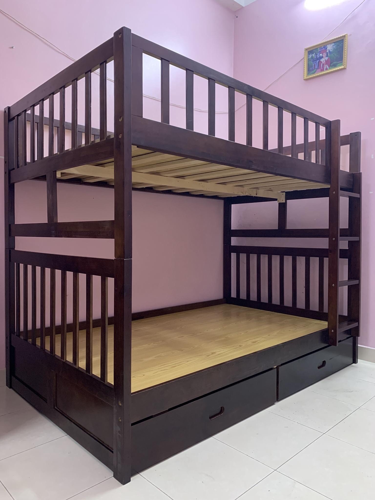 Giường Tầng Unit Có Hộc Kéo (1m2) (Nâu)