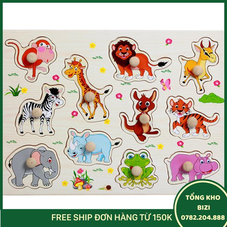Combo 6 Bảng Ghép Hình Núm Gỗ - Free Ship Toàn Quốc
