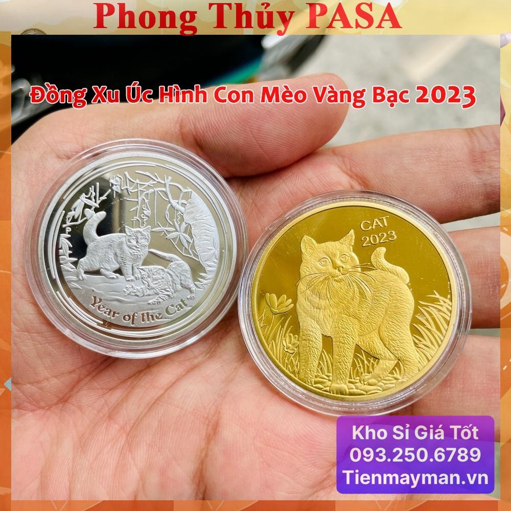 Cặp Tiền Xu Hình Con Mèo Úc Vàng, Bạc 2023 (2 đồng xu