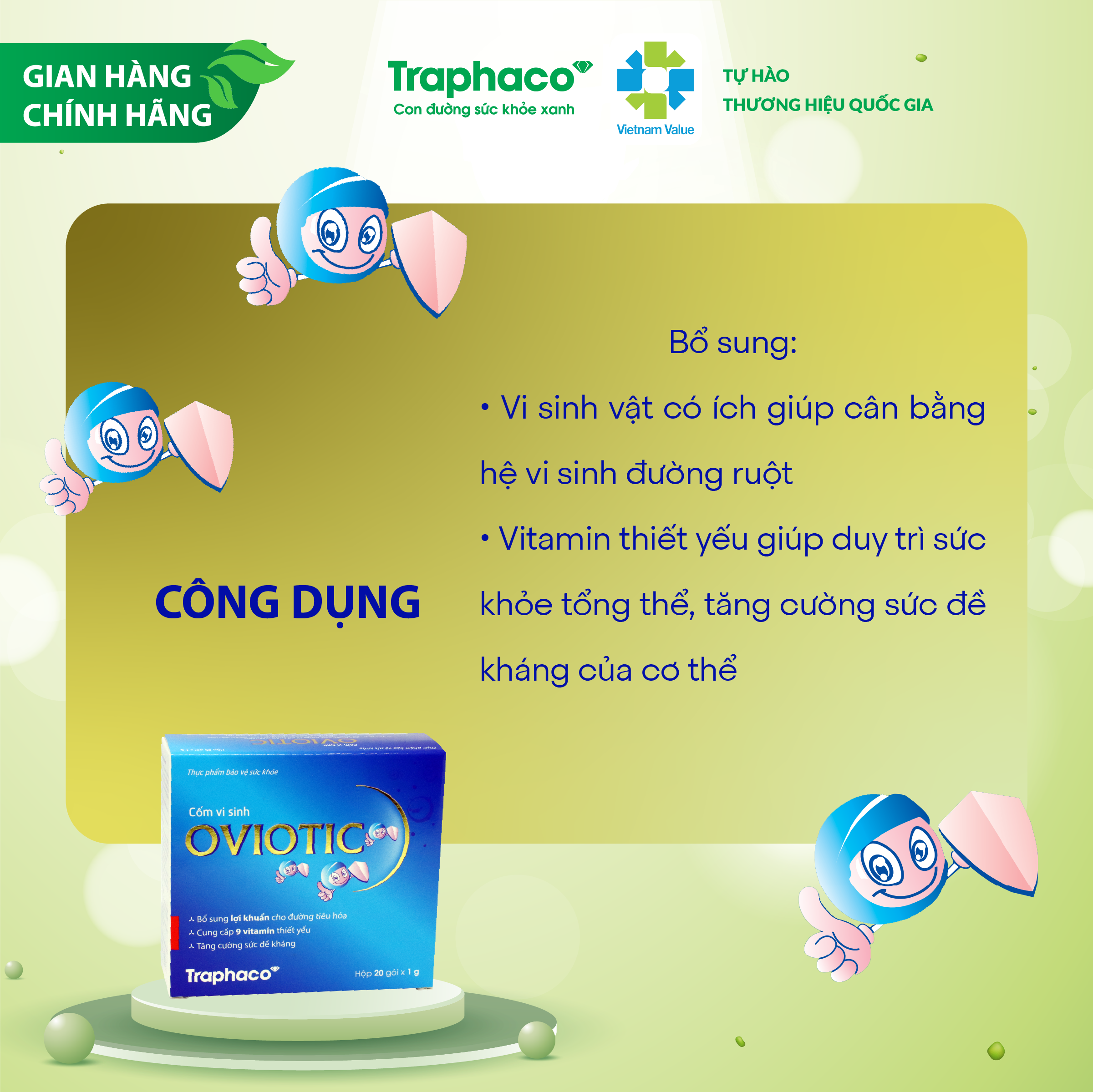 OVIOTIC - BỔ SUNG LỢI KHUẨN, TRỊ RỐI LOẠN TIÊU HÓA, BIẾNG ĂN, SỐNG PHÂN