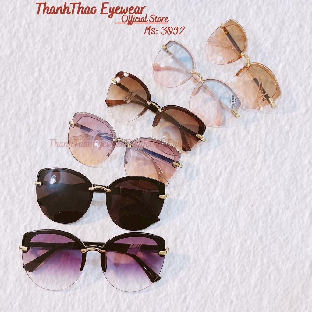 Kính Mát Tròn Nửa Viền Nữ Chống Tia UV Kính Râm 3092 Thời Trang Nhiều Màu Cao Cấp - ThanhThao Eyewear