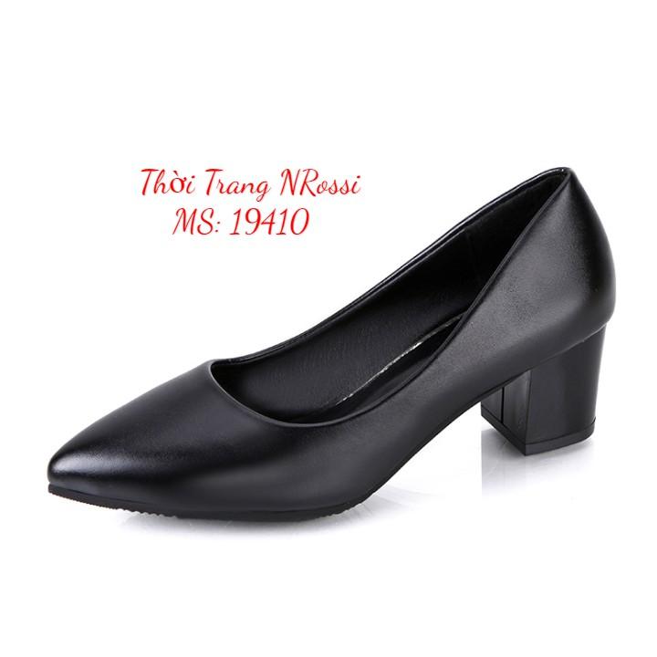 FREESHIP Giày công sở gót vuông 5 phân màu trắng big size 40 41 42 43 44