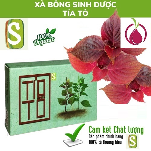 Set 3 Bánh Xà bông tắm gội đầu Sinh Dược Tía tô tặng túi lưới - Hết mẩn ngứa, dị ứng, rôm sẩy- 100% làm từ dược liệu thiên nhiên/ xà phòng handmade 100gr