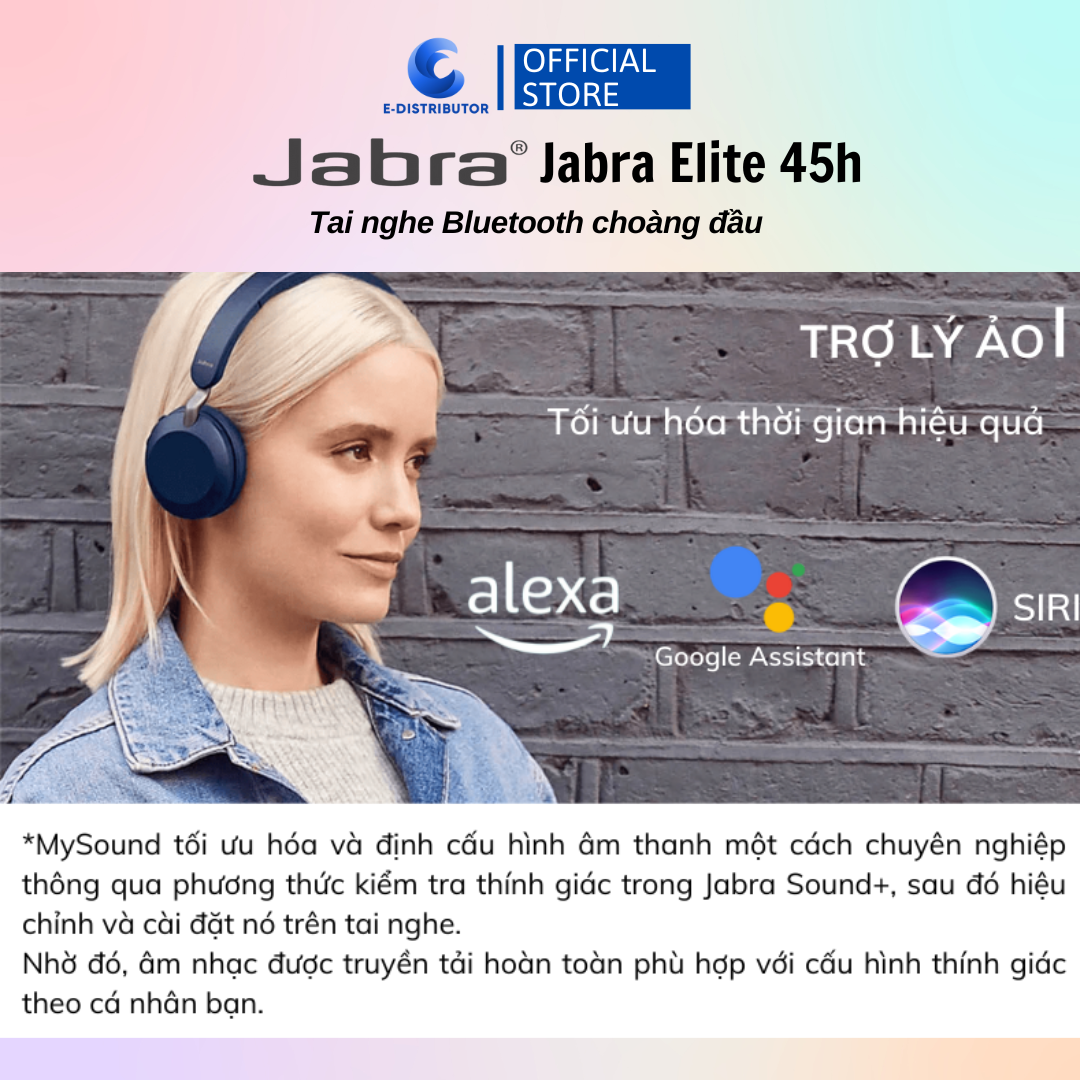 Hình ảnh Tai nghe Bluetooth choàng đầu Jabra Elite 45h philips - Hàng Chính Hãng - Bảo Hành 12 Tháng